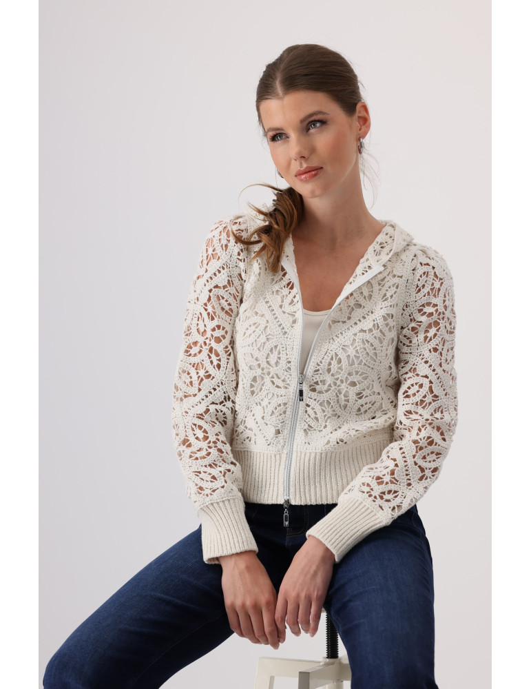 Chaqueta crochet beige para mujer - Monari