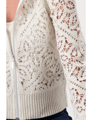 Chaqueta crochet beige para mujer - Monari