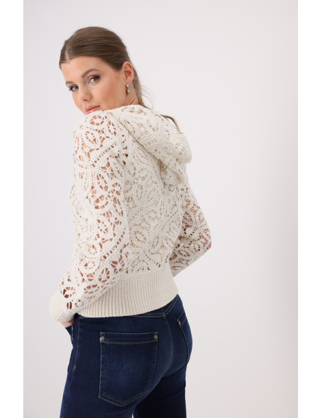 Chaqueta crochet beige para mujer - Monari