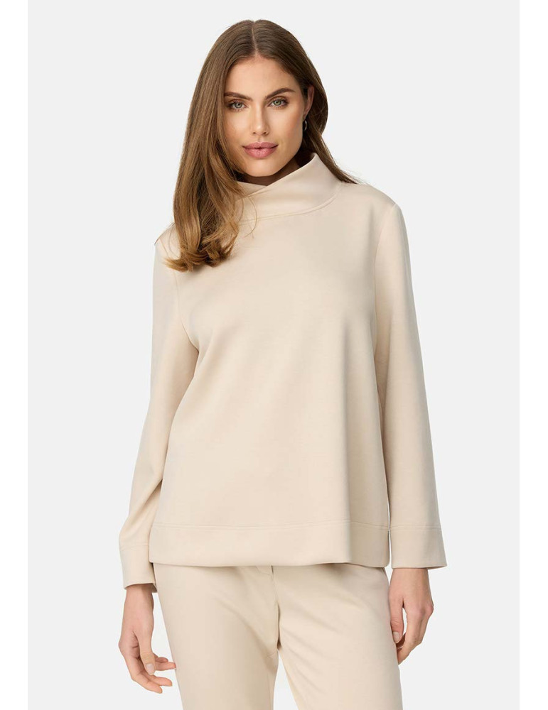 Blusa beige con cuello alto para mujer - Catnoir