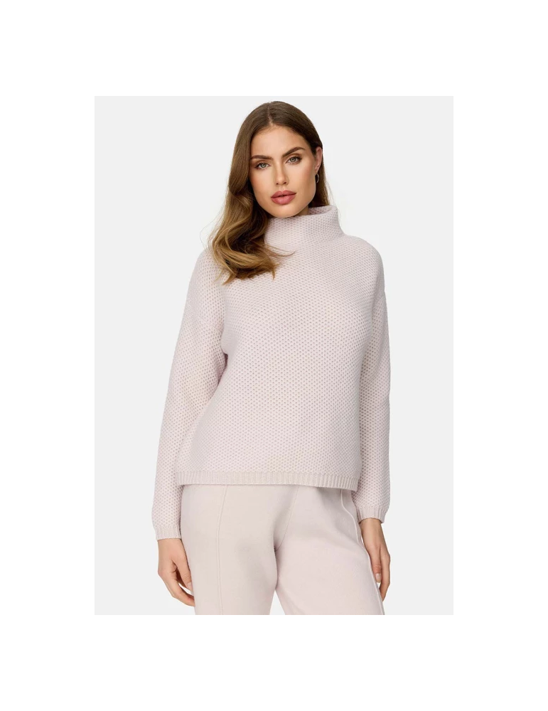 Jersey beige lana cuello alto para mujer - Catnoir