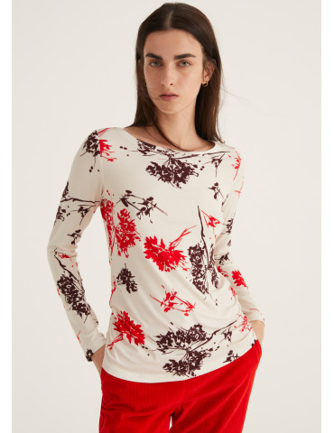 Camiseta estampado floral para mujer - Rosso 35