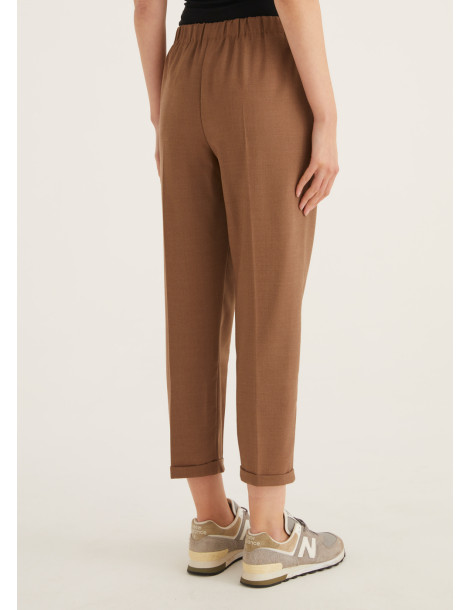 Pantalones tobilleros de lana color camel para mujer- Rosso 35