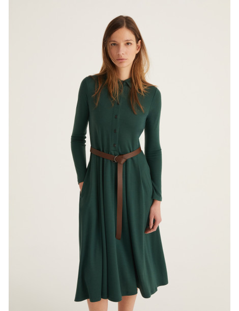 Vestido midi verde oscuro con manga larga - Rosso 35