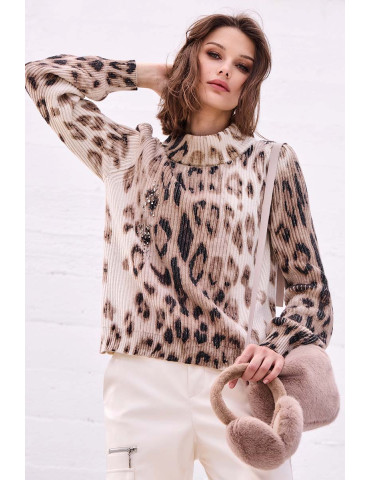 Jersey estampado leopardo para mujer - Monari